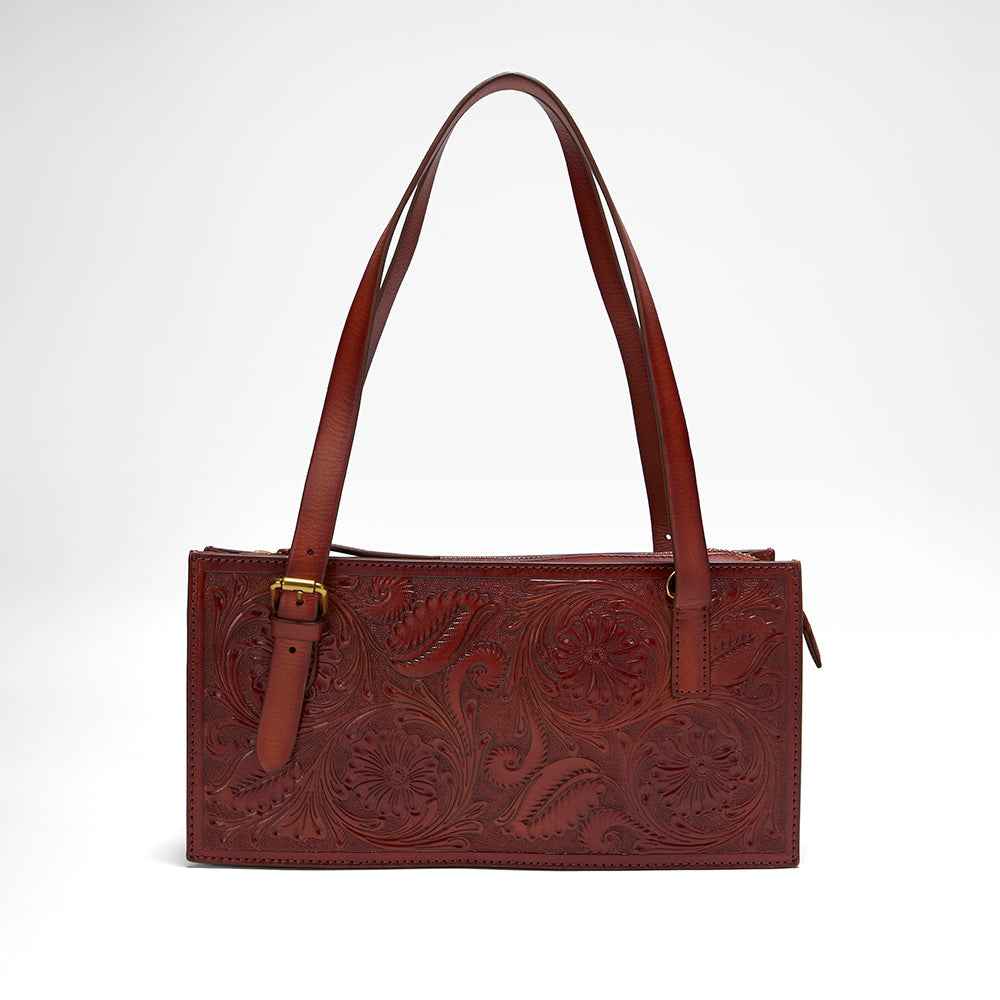 Loyal West MIVVA HANDTOOLED MINI BAG - SOFT WALNUT LEATHER