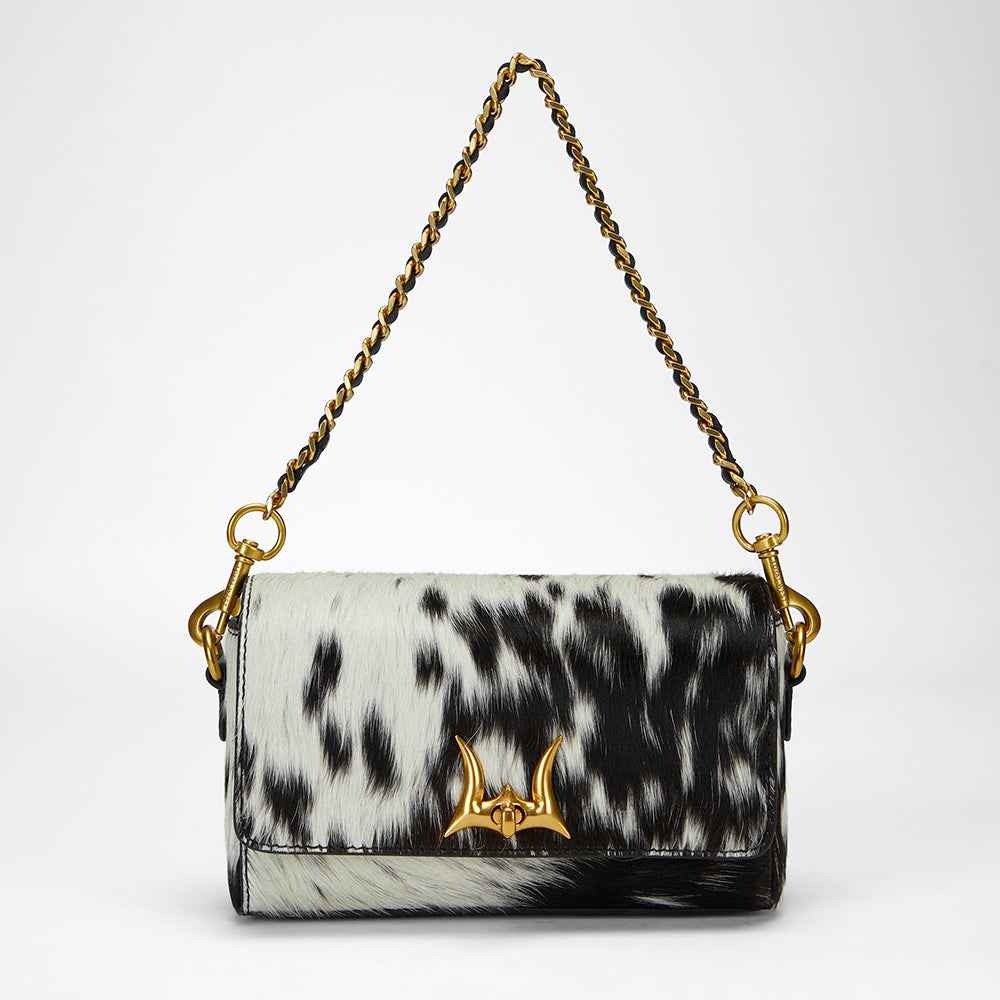 Loyal West SAVI MINI BAG IN BLACK & WHITE COWHIDE