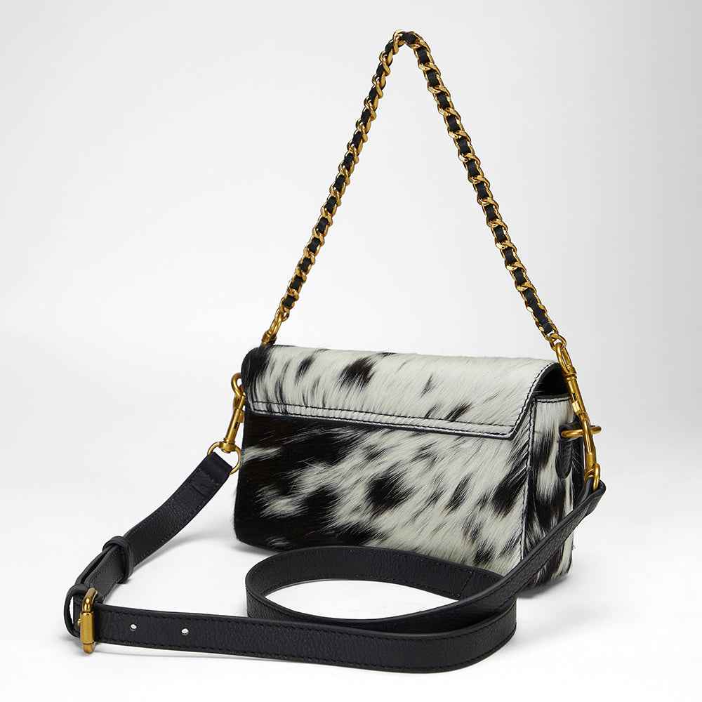 Loyal West SAVI MINI BAG IN BLACK & WHITE COWHIDE