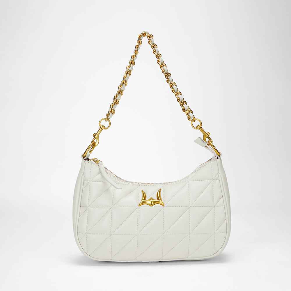Loyal West JOE QUILTED NAPPA LEATHER BAG-WHITE