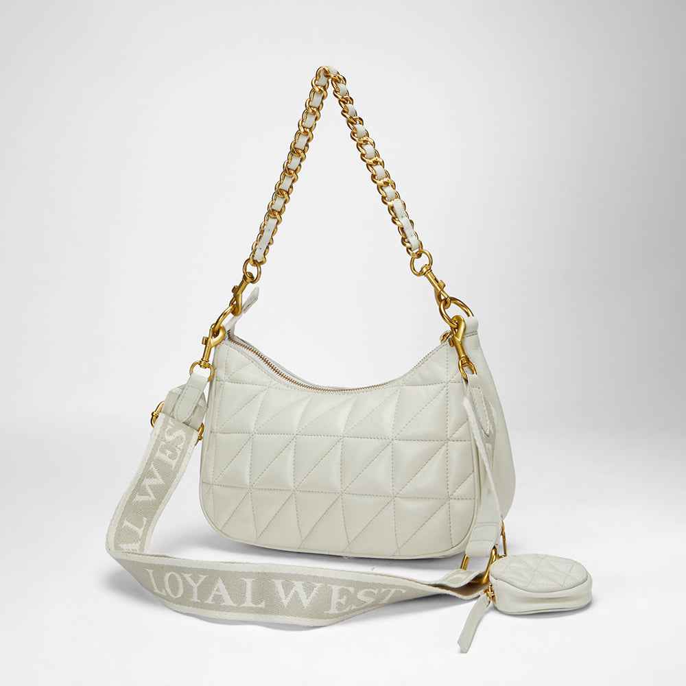 Loyal West JOE QUILTED NAPPA LEATHER BAG-WHITE