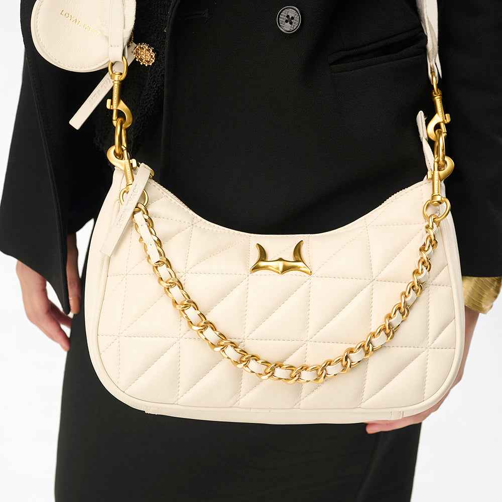 Loyal West JOE QUILTED NAPPA LEATHER BAG-WHITE
