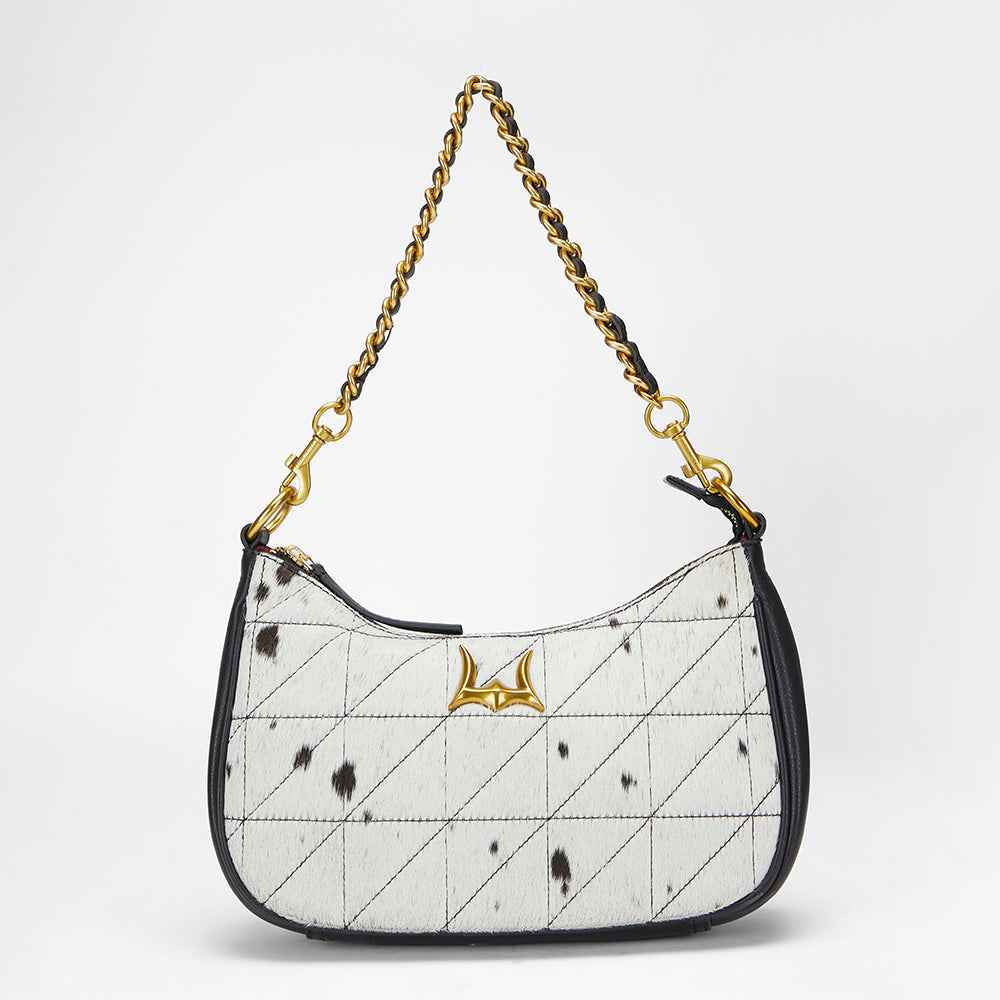 Loyal West JOE QUILTED NAPPA LEATHER BAG - BLACK & WHITE COWHIDE
