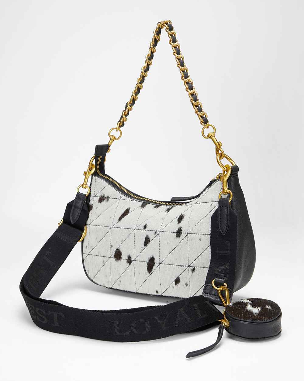 Loyal West JOE QUILTED NAPPA LEATHER BAG - BLACK & WHITE COWHIDE