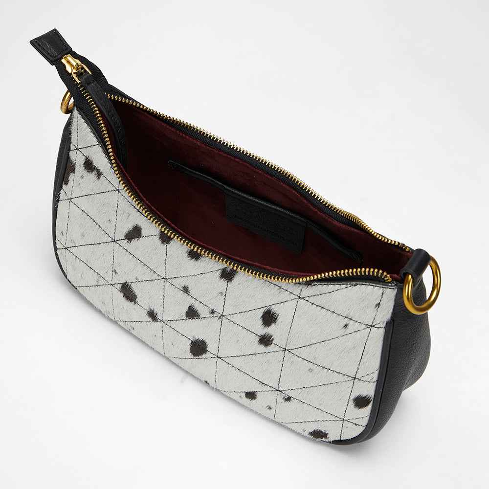 Loyal West JOE QUILTED NAPPA LEATHER BAG - BLACK & WHITE COWHIDE
