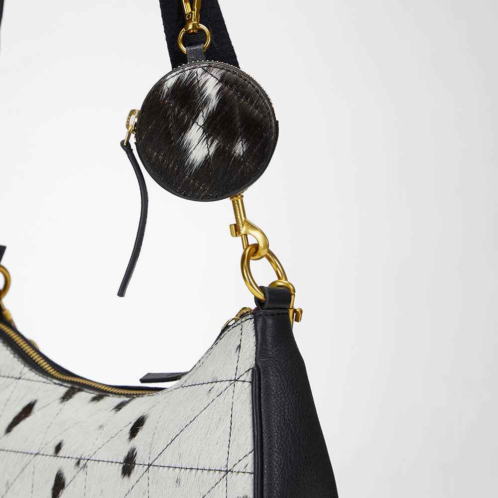 Loyal West JOE QUILTED NAPPA LEATHER BAG - BLACK & WHITE COWHIDE