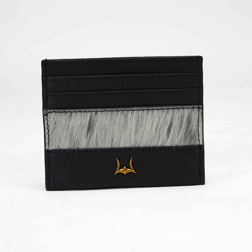 Loyal West SHELL CARD HOLDER IN BLACK & WHITE COWHIDE