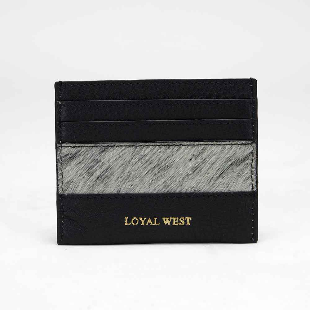 Loyal West SHELL CARD HOLDER IN BLACK & WHITE COWHIDE