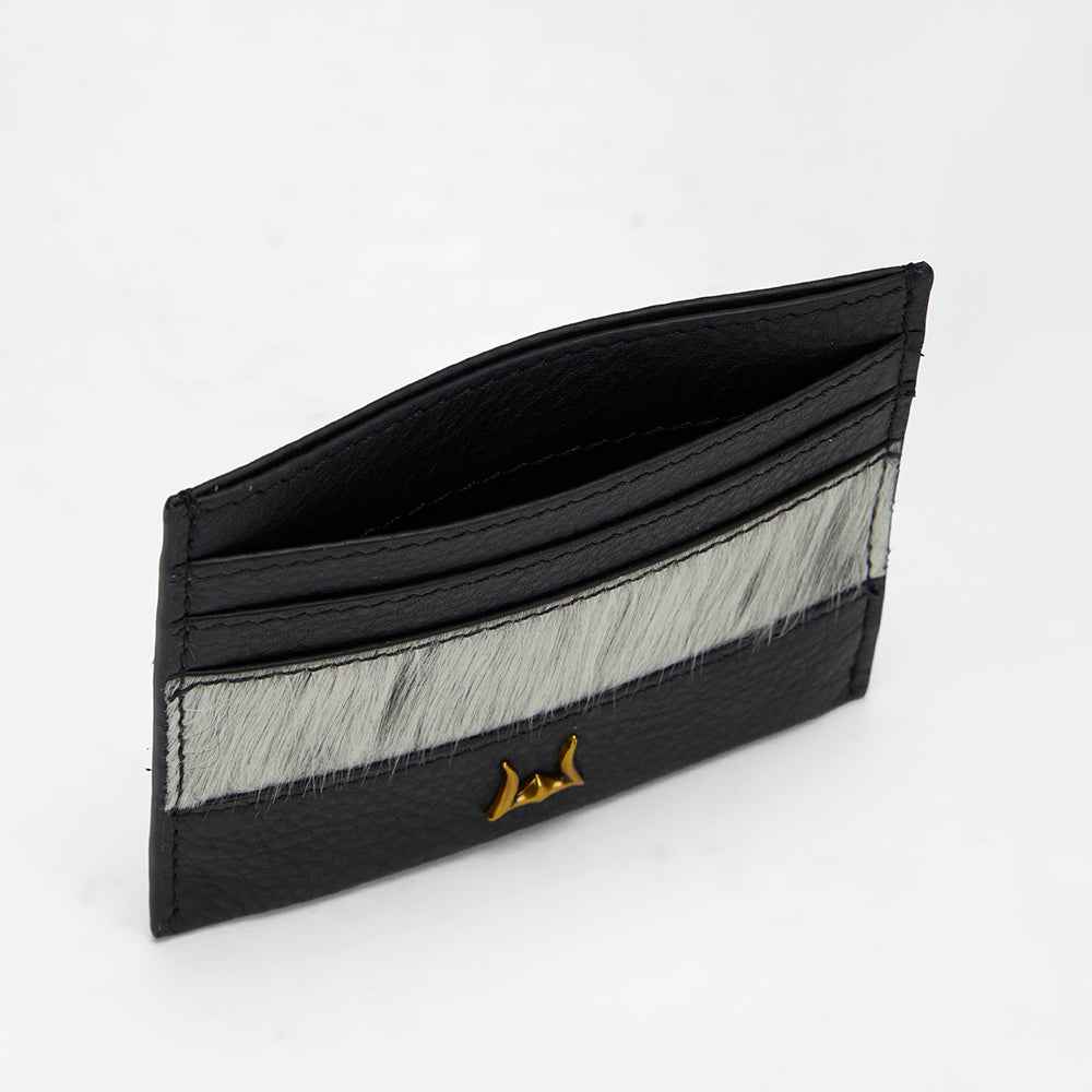 Loyal West SHELL CARD HOLDER IN BLACK & WHITE COWHIDE