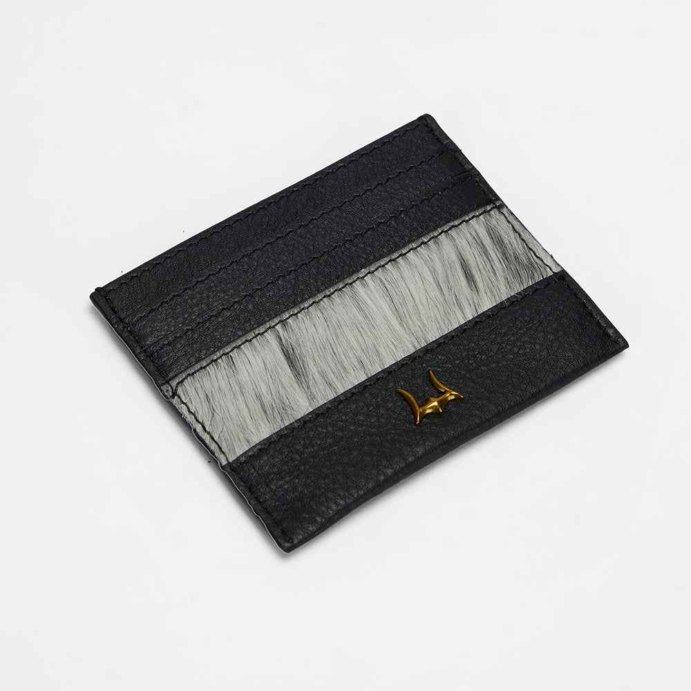 Loyal West SHELL CARD HOLDER IN BLACK & WHITE COWHIDE