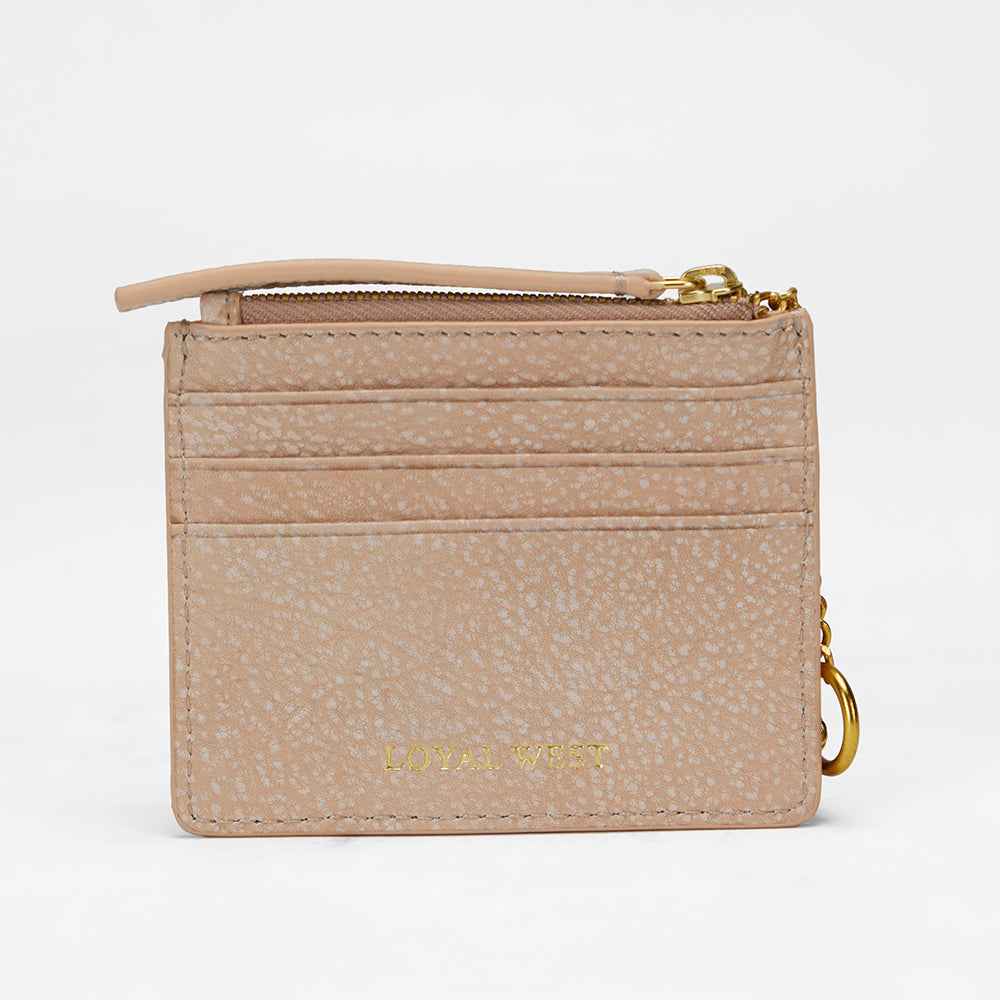 Loyal West SOPHIA CREDIT CARD HOLDER IN HAND FINISHED EMBOSSED LEATHER -  WHITE