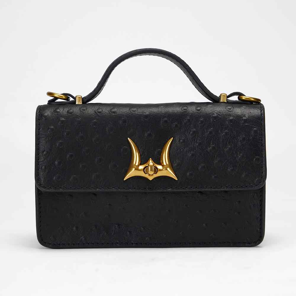 Loyal West VALENCIA OSTRICH LEATHER BAG - BLACK