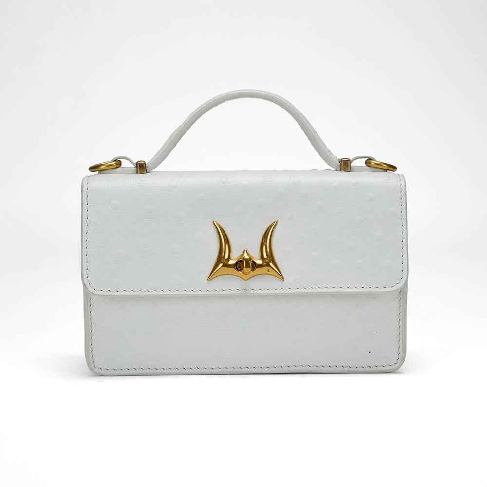 Loyal West VALENCIA OSTRICH LEATHER BAG - WHITE