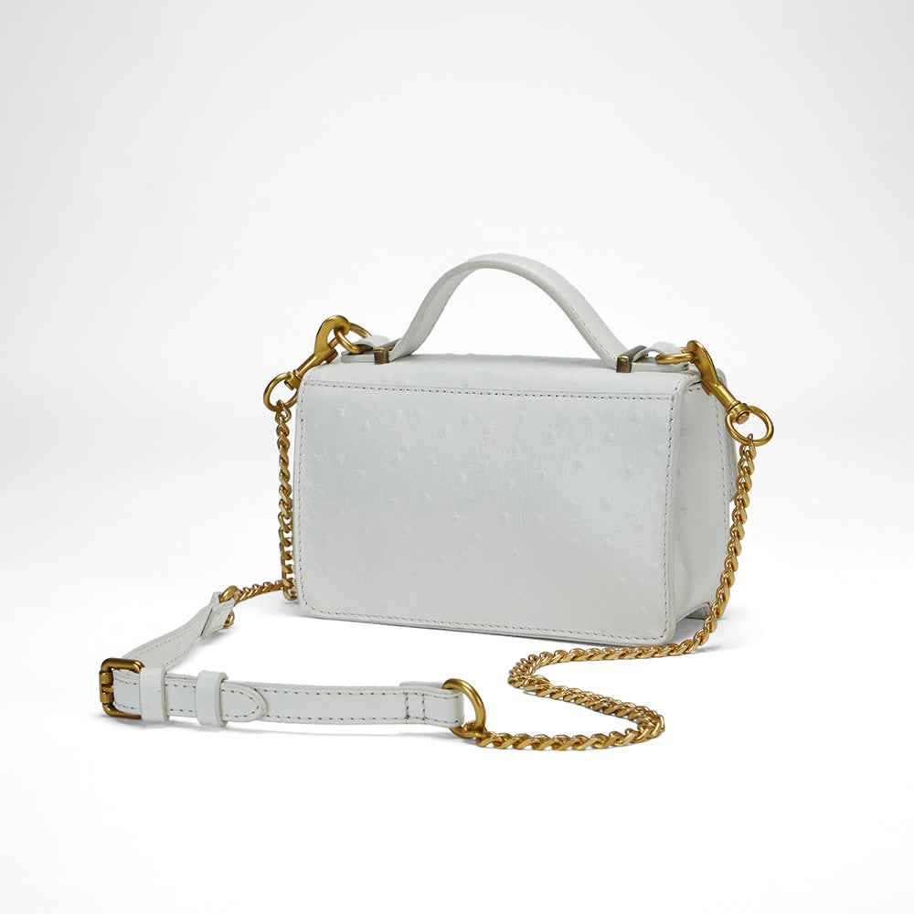 Loyal West VALENCIA OSTRICH LEATHER BAG - WHITE