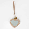 Loyal West HEART SHAPE BAG CHARM IN HAND FINISHED EMBOSSED LEATHER - WHITE