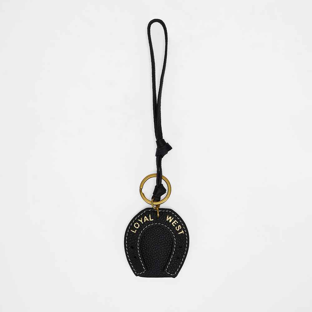Loyal West HORSE SHOE BAG CHARM IN CALF LEATHER - BLACK