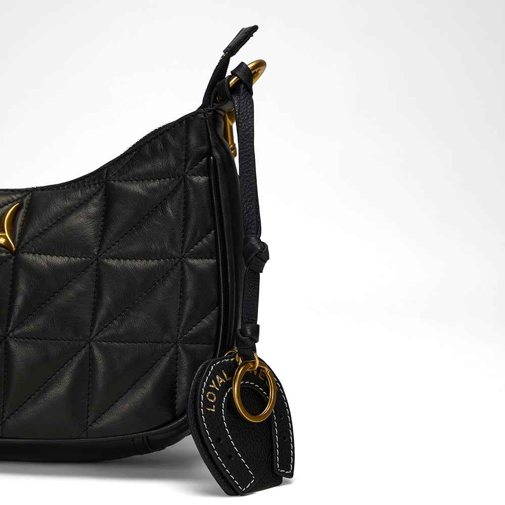 Loyal West HORSE SHOE BAG CHARM IN CALF LEATHER - BLACK