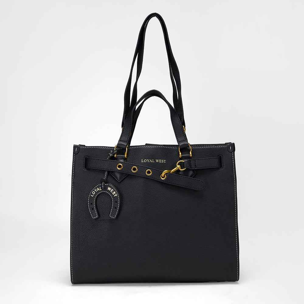 Loyal West STANDARD MEDIUM TOTE BAG IN CALFSKIN - BLACK