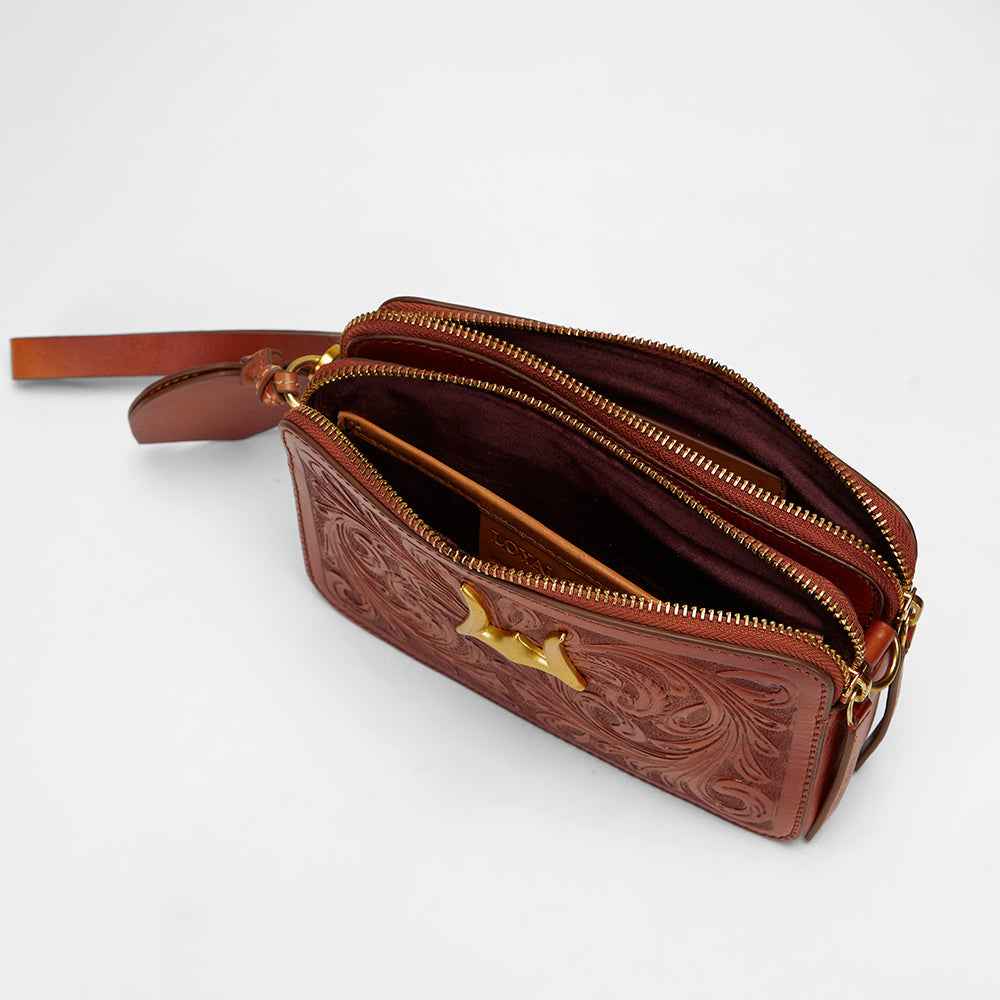 Loyal West SHELL MINI PURSE IN HANDTOOLED LEATHER