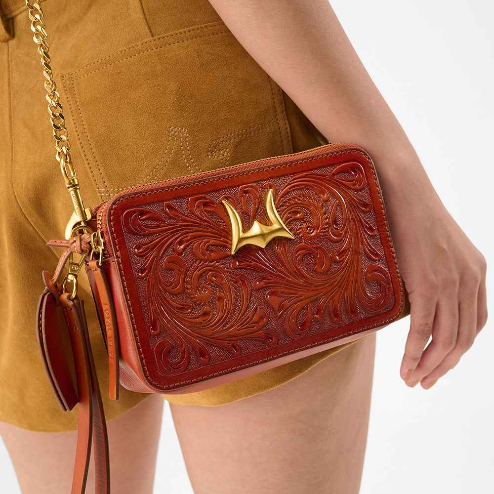 Loyal West SHELL MINI PURSE IN HANDTOOLED LEATHER