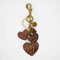 Loyal West HEART SHAPE KEYCHAIN IN HAND FINISHED EMBOSSED LEATHER -  BROWN