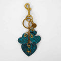 Loyal West HEART SHAPE KEYCHAIN IN HAND FINISHED EMBOSSED LEATHER -  TURQUOISE