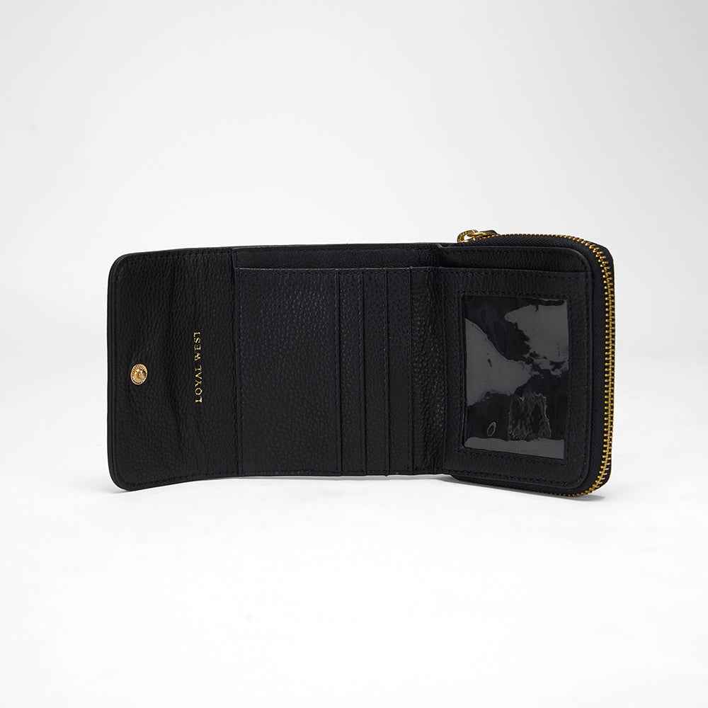 Loyal West SOPHIA CARD HOLDER IN BLACK & WHITE COWHIDE