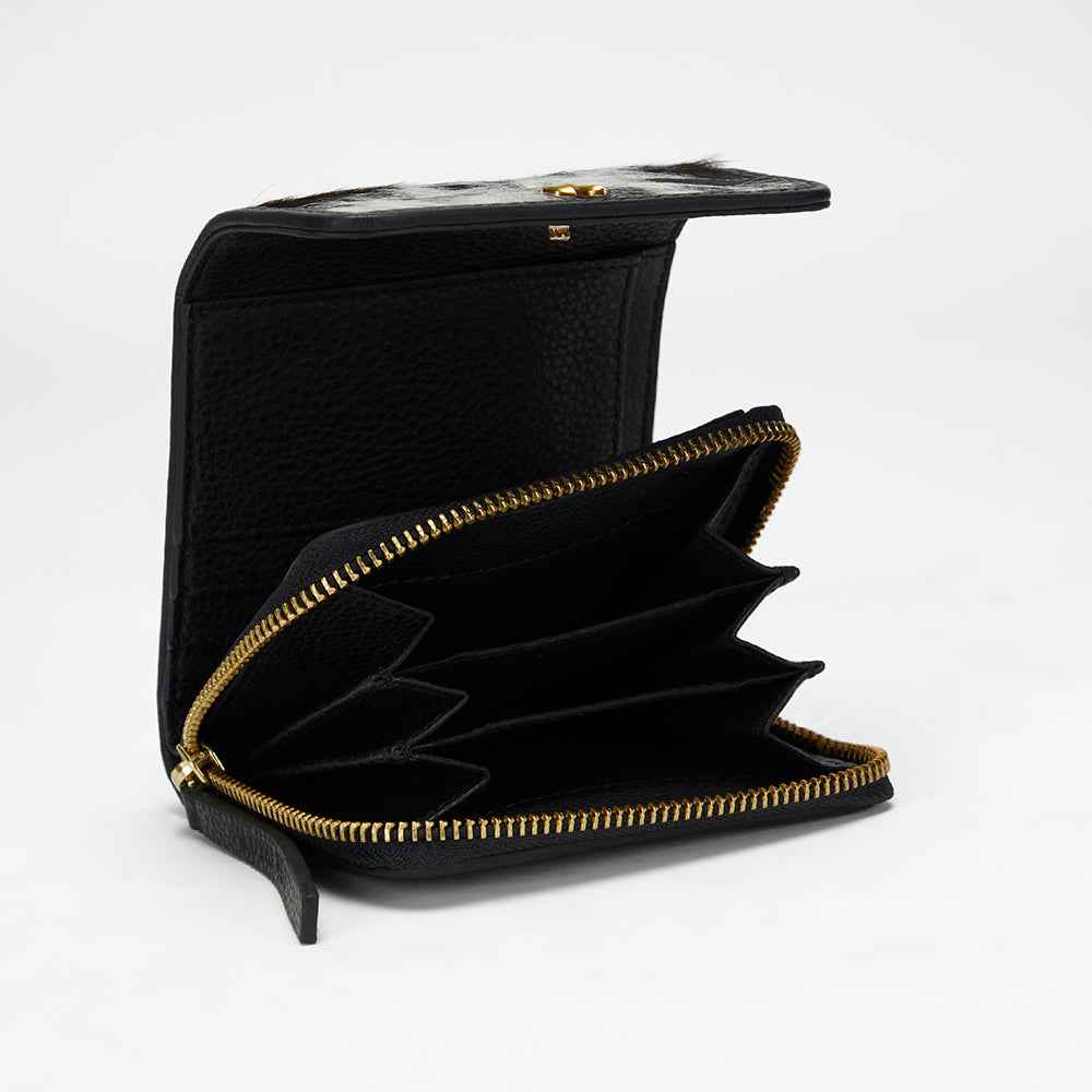 Loyal West SOPHIA CARD HOLDER IN BLACK & WHITE COWHIDE