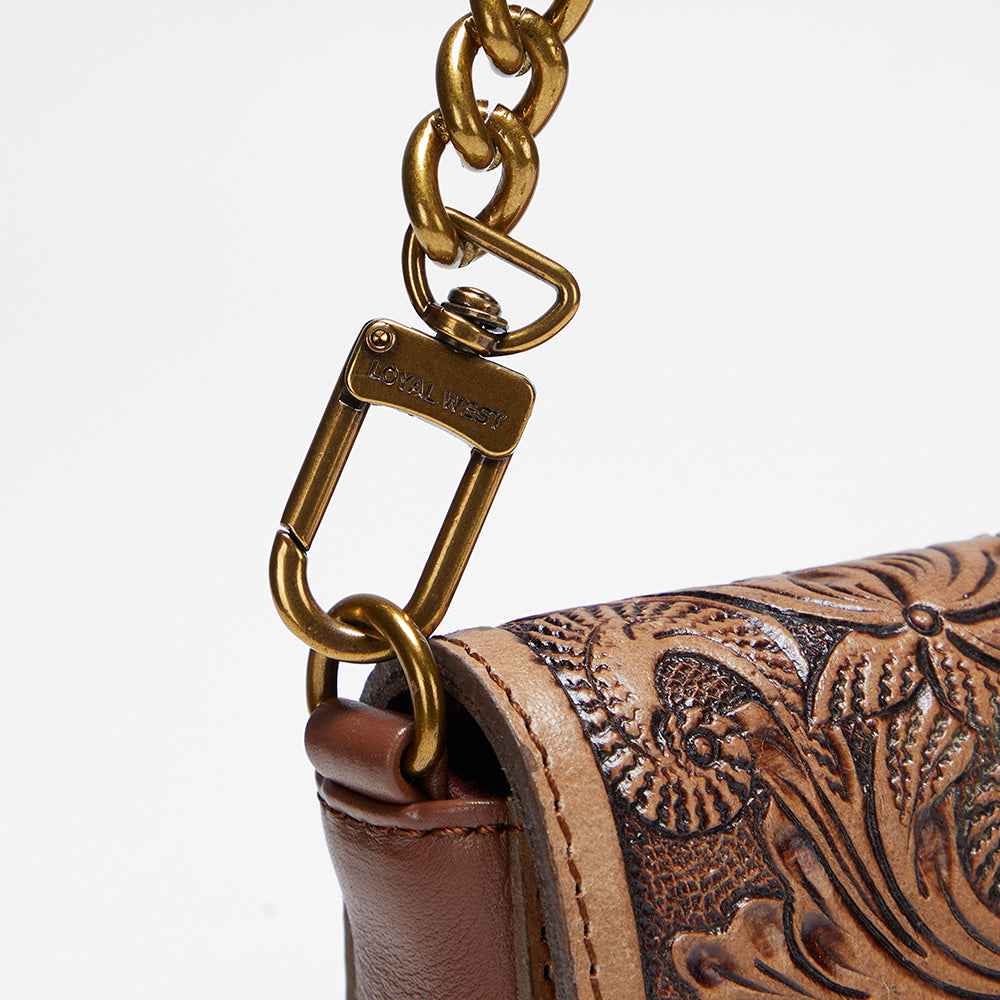 Loyal West The LW On The Go Mini Chain Bag- In Handtooled Leather