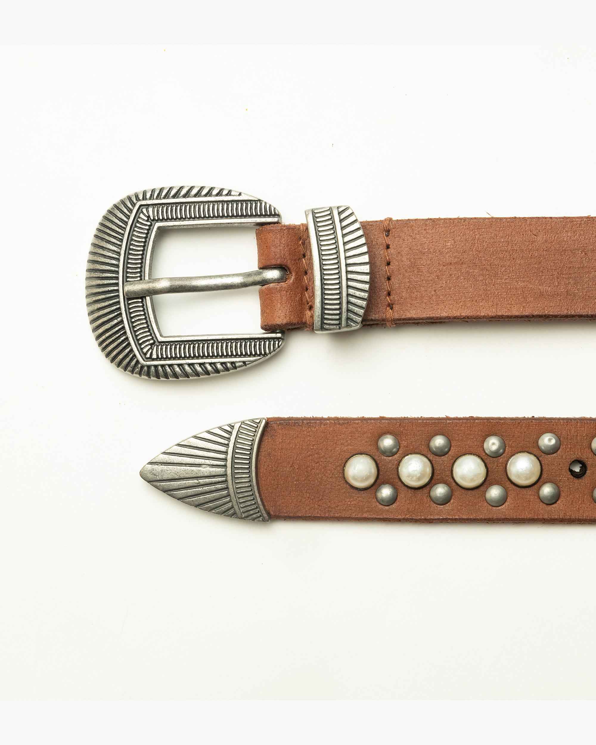 Loyal West Midnight Ranger Leather Belt In Calfskin - Saddle Brown