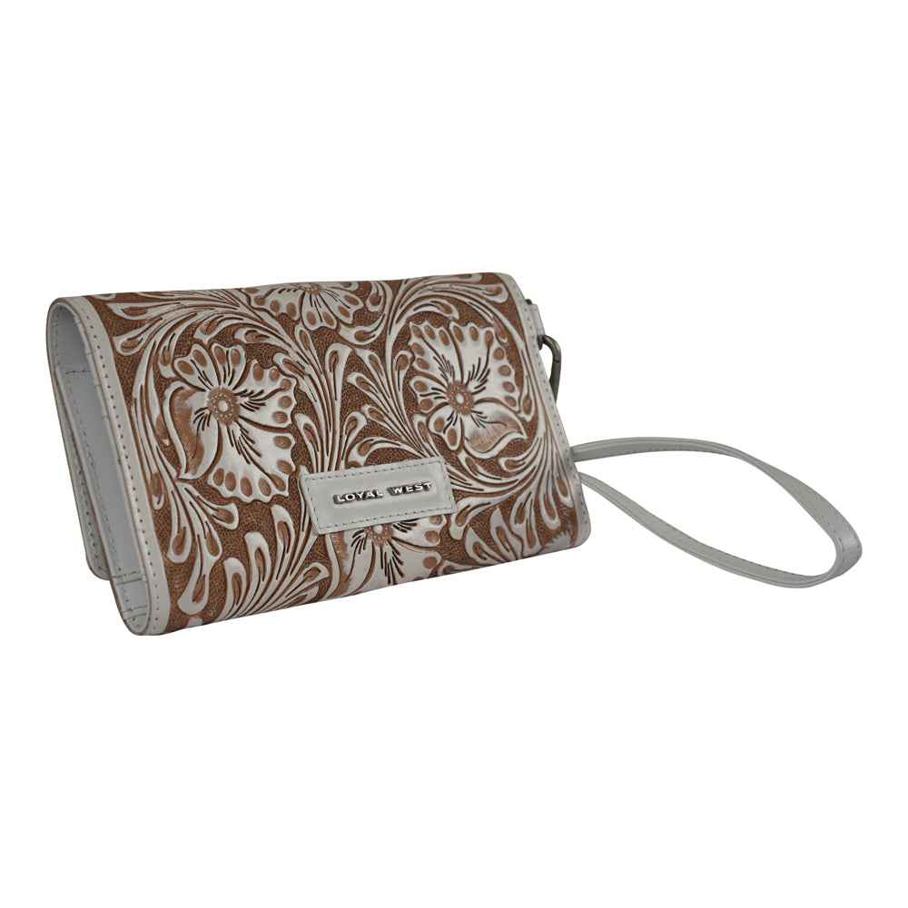 Handtooled Drover Wallet - Ivory Dust