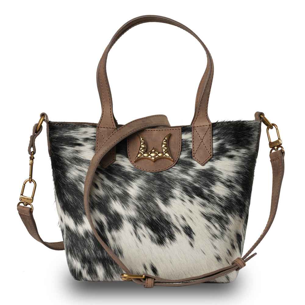 Dakota Medium CrossBody - Black & White Cowhide