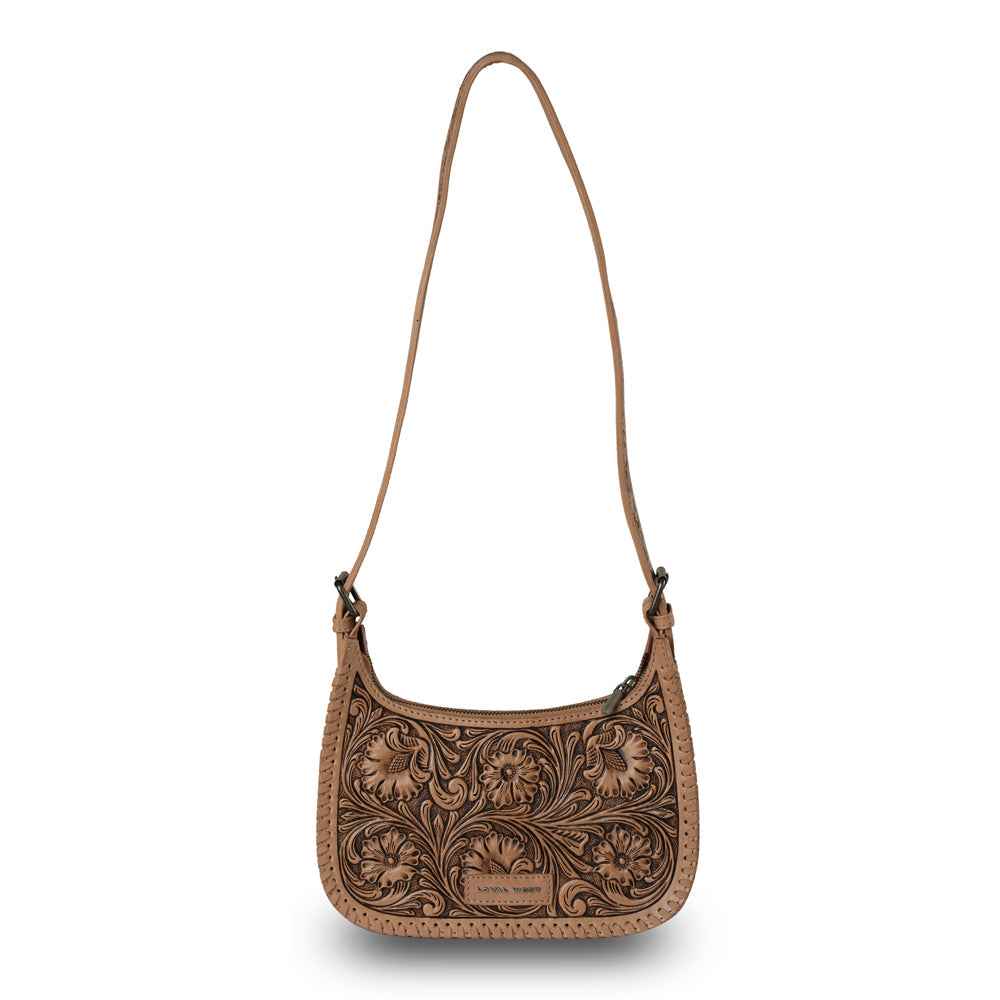 Handtooled Dannia Large Purse - Saddle Brown