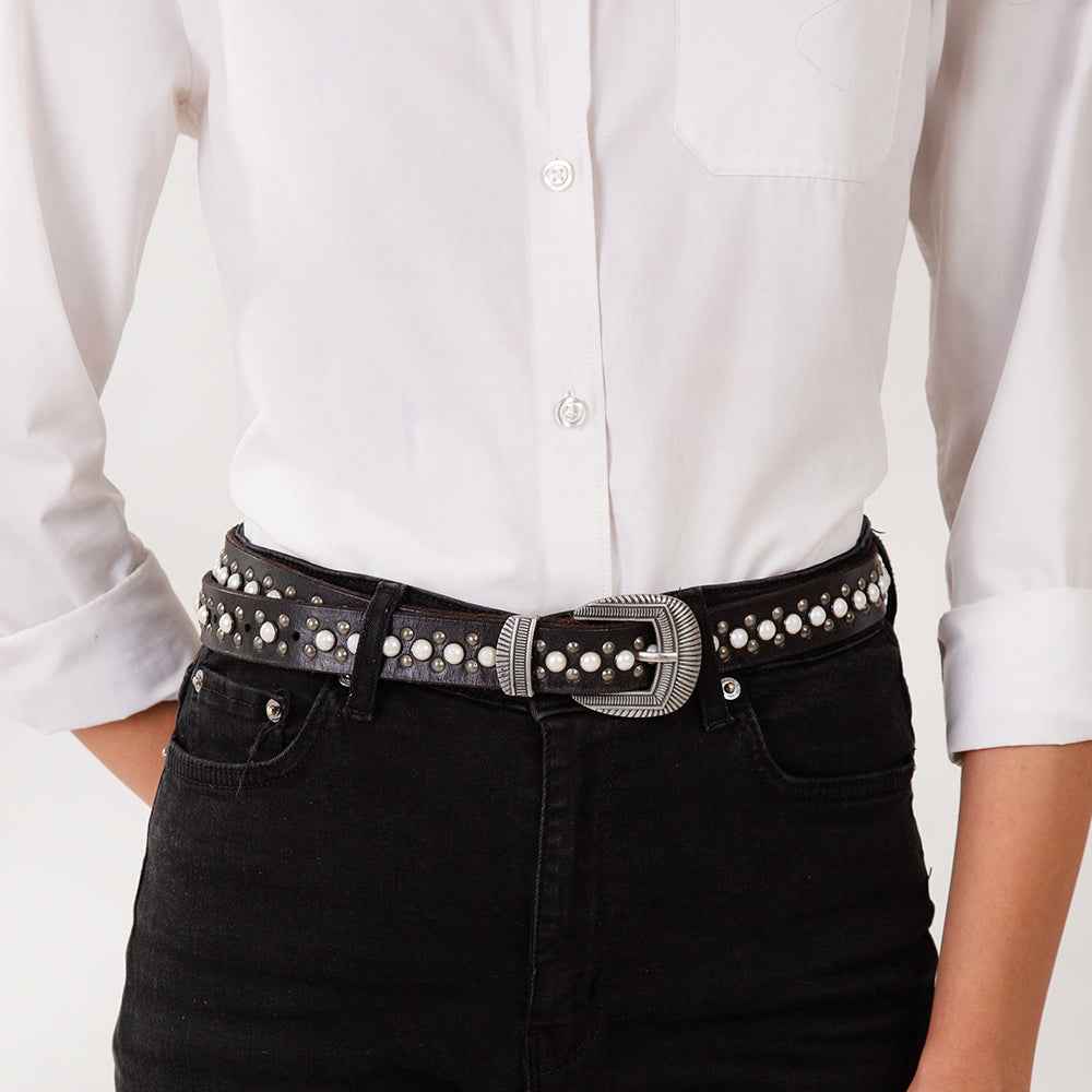 Loyal West Midnight Ranger Leather Belt In Calfskin