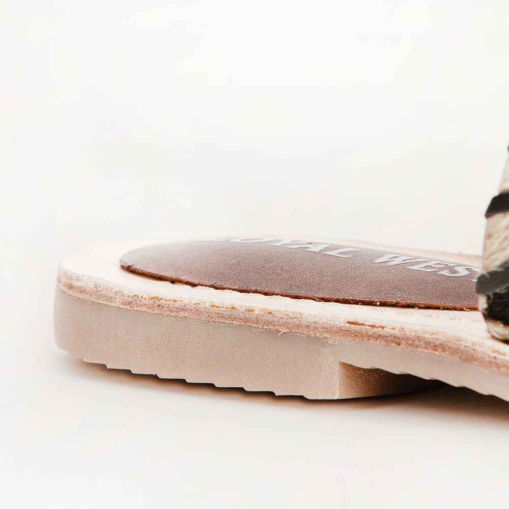 Loyal West Mesa Wanderer Sandals - Black And White Cowhide