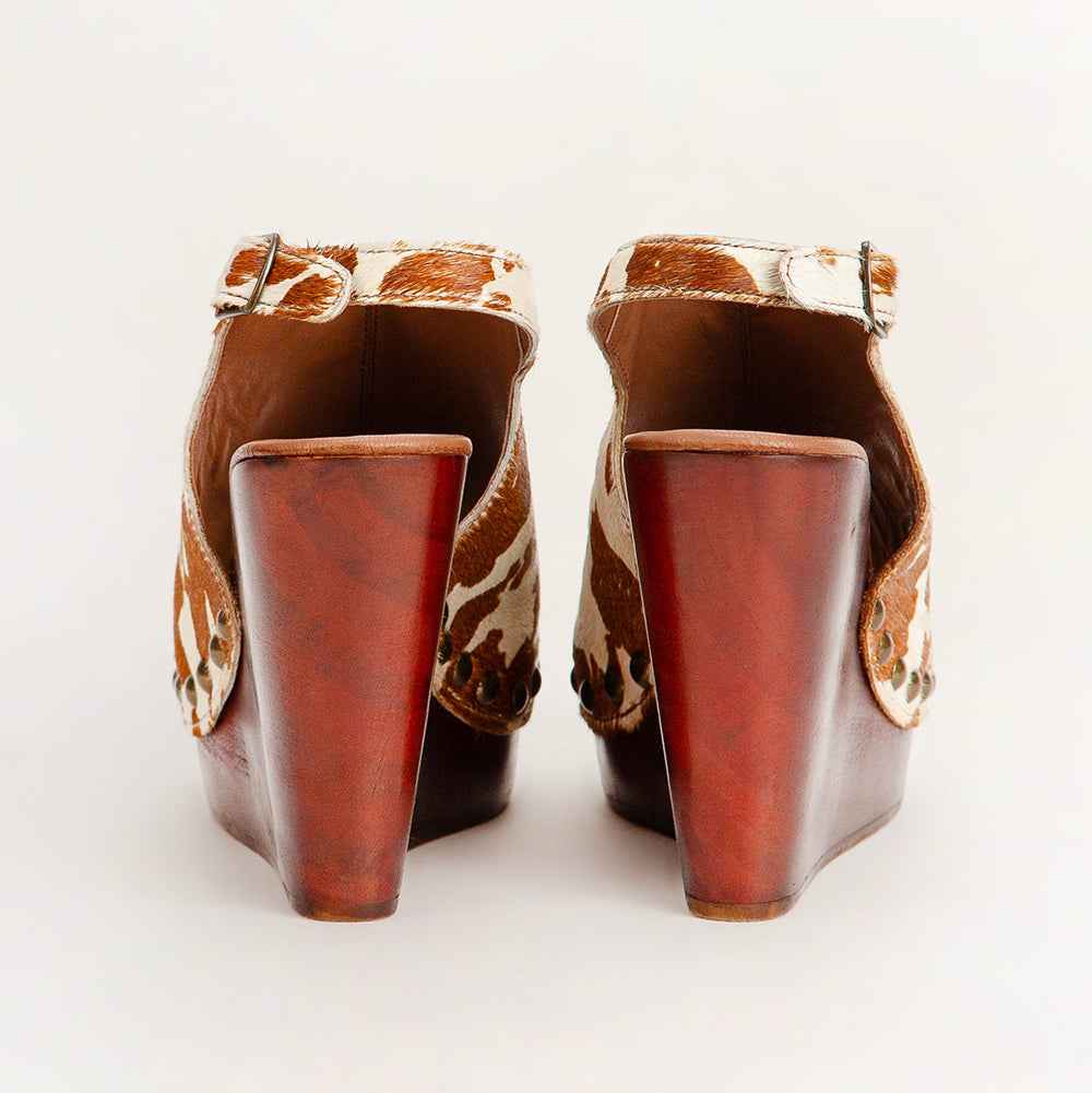 Loyal West Amelia Sandals Brown And White Cowhide