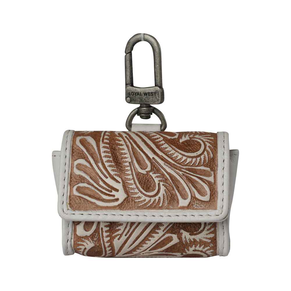 Handtooled Gloriana Clip-On Bag Charm - Ivory Dust