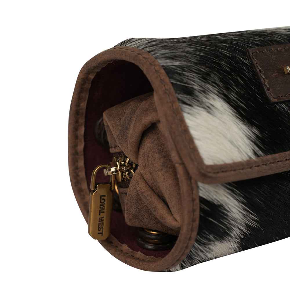 Canyon Jewellery Case - Black & White Cowhide