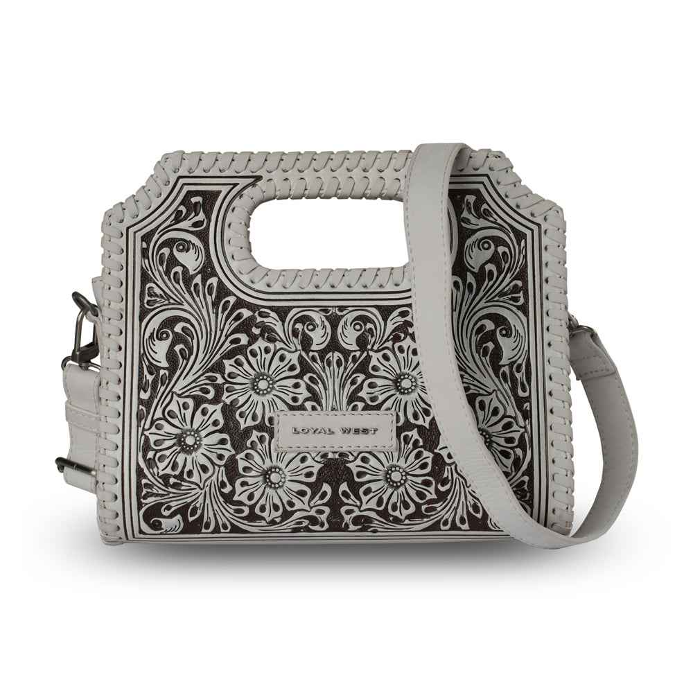 Handtooled Alma Medium Handbag - Ivory Dust