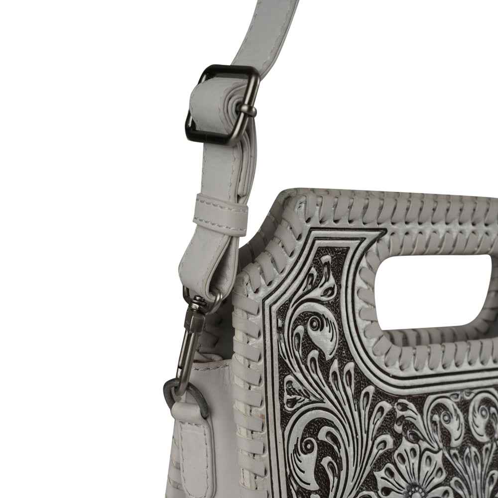 Handtooled Alma Medium Handbag - Ivory Dust