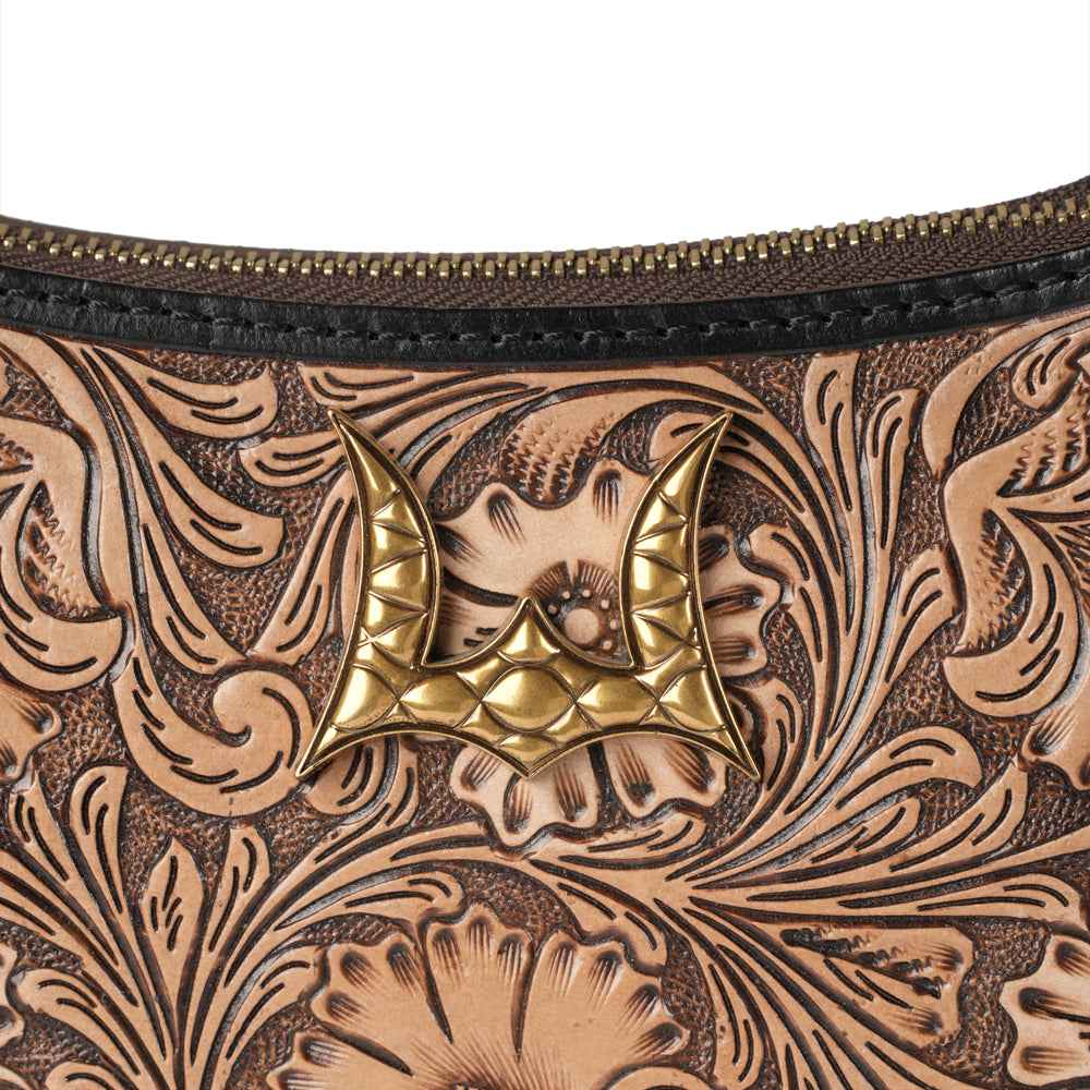 Handtooled Dannia Medium Purse - Distressed Brown