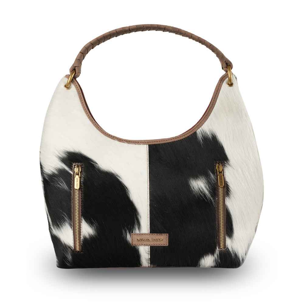 LW Medium Purse - Black & White Cowhide
