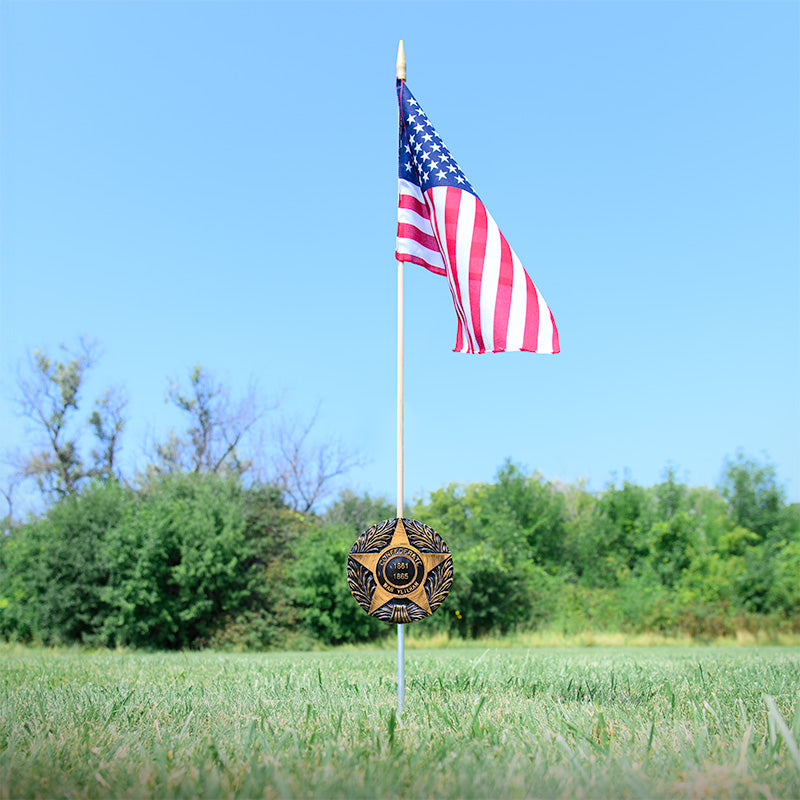 Confederate War Veteran Grave Marker & Flag Holder with Aluminum Ground Spike | Made in USA