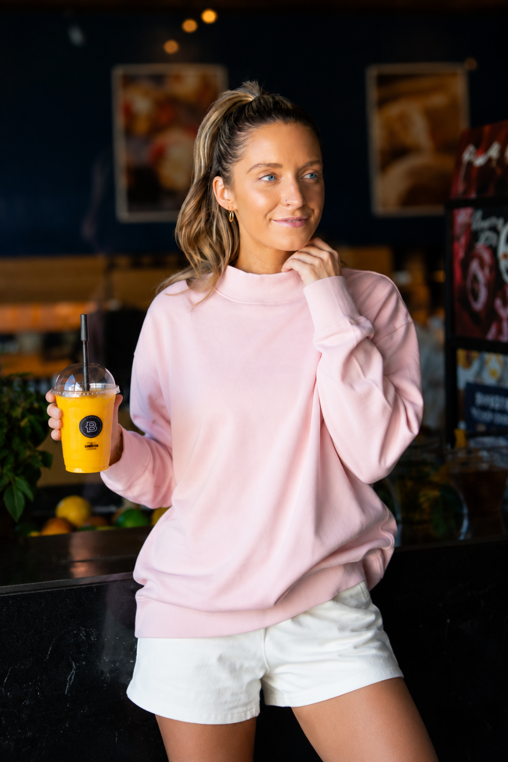Mock Neck Sweatshirt, Light Pink by Grace+Emma
