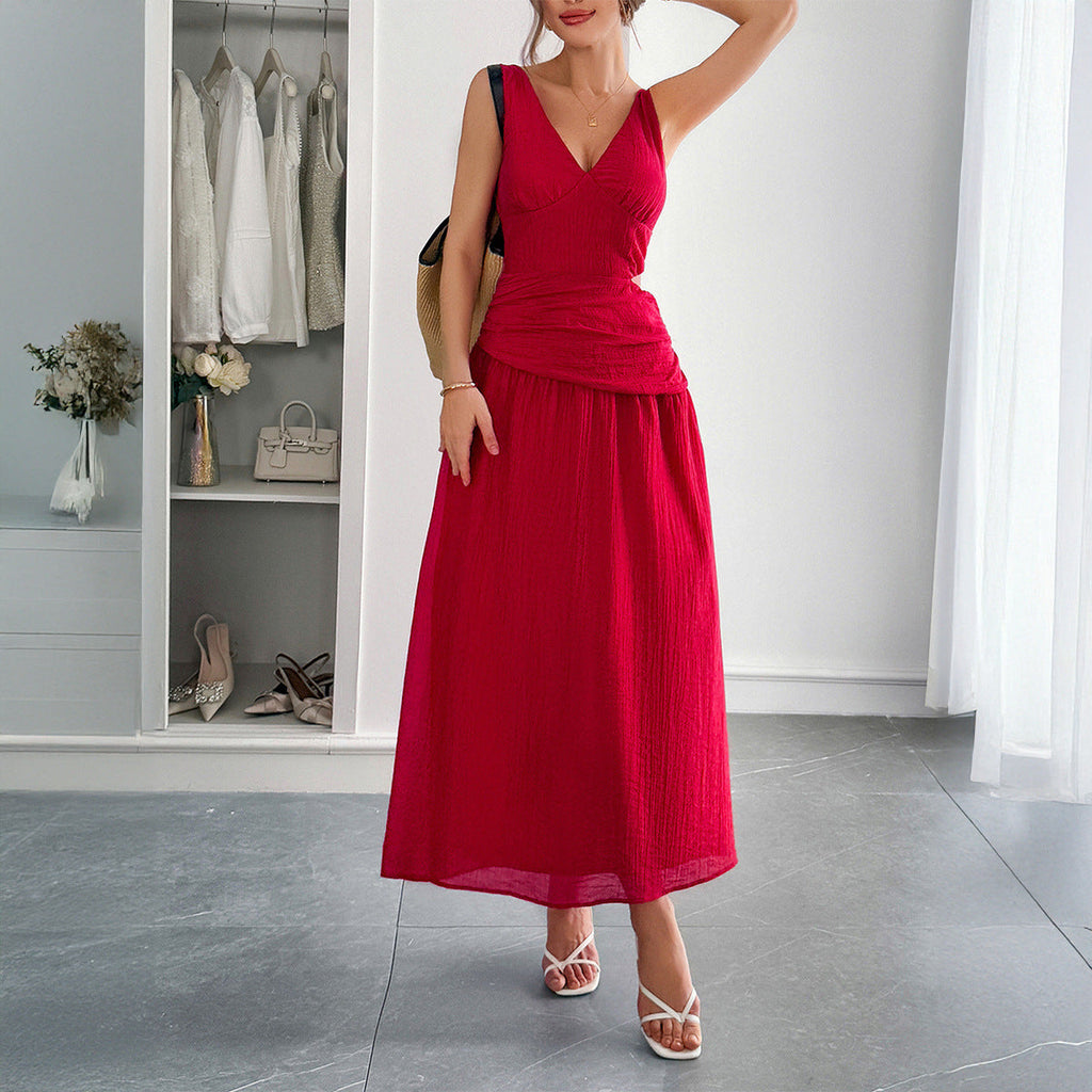 Women's Elegant Style Deep V Midriff Outfit Clothing
