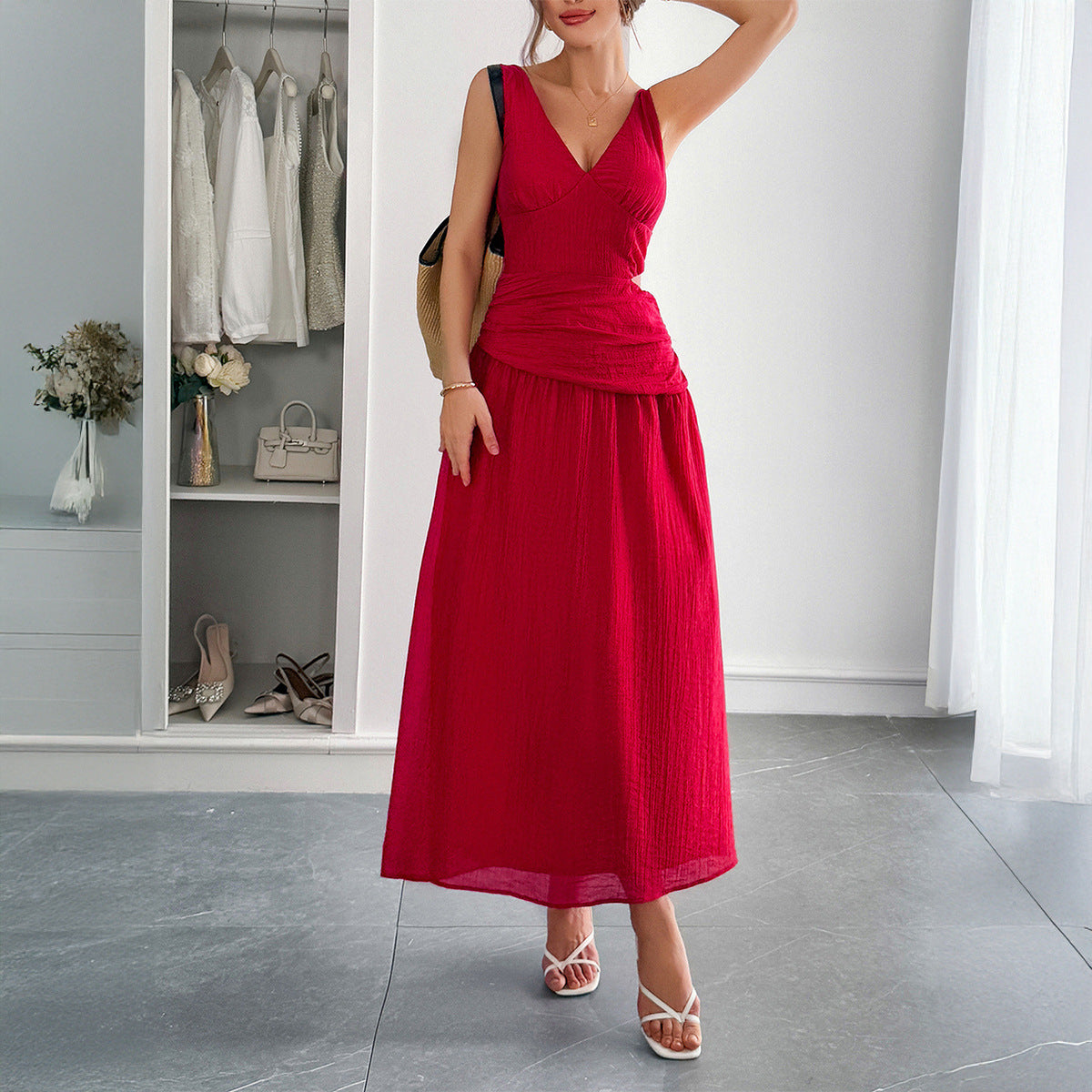 Women's Elegant Style Deep V Midriff Outfit Clothing