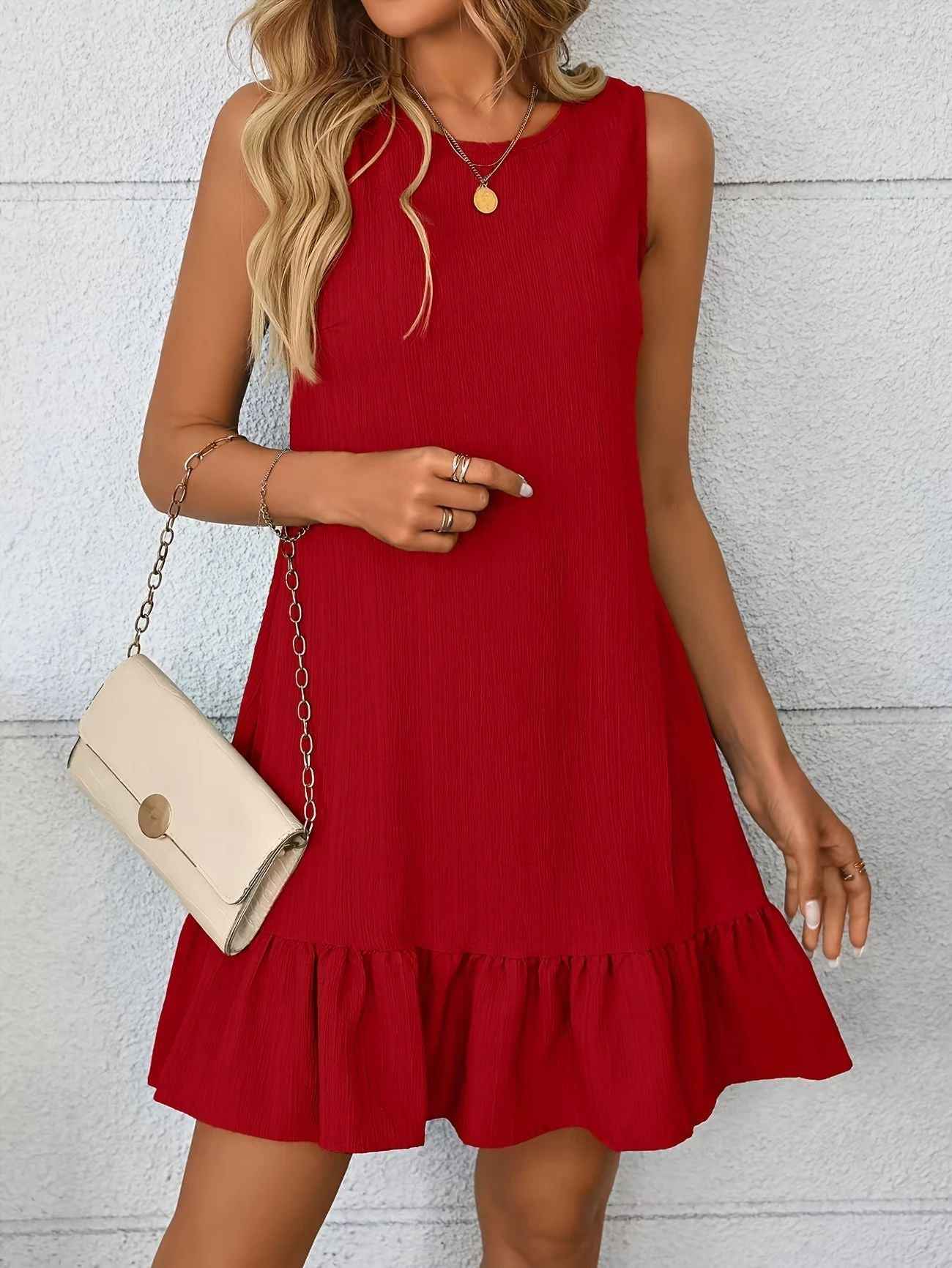 Vest Ruffled Sleeveless Casual Dress