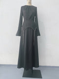 Autumn Solid Color Long Sleeve Chain Dresses