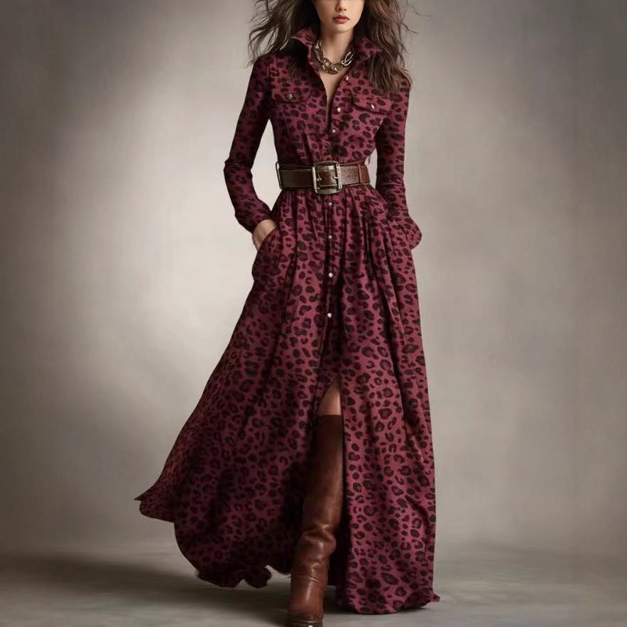 Women's Large French Retro Grid Slim Irregular Dresses