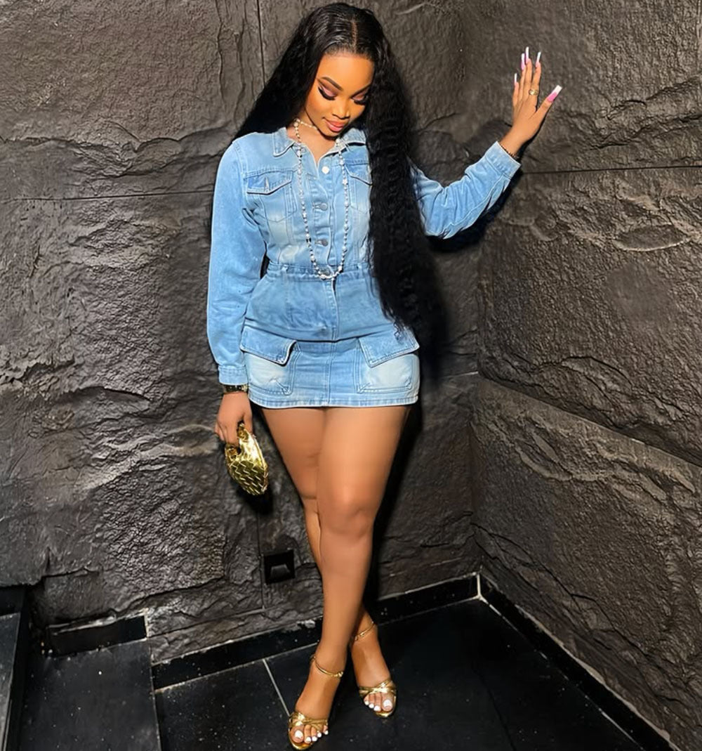 Women's Stretch Denim Dress Fashion Wear Washed Skirts